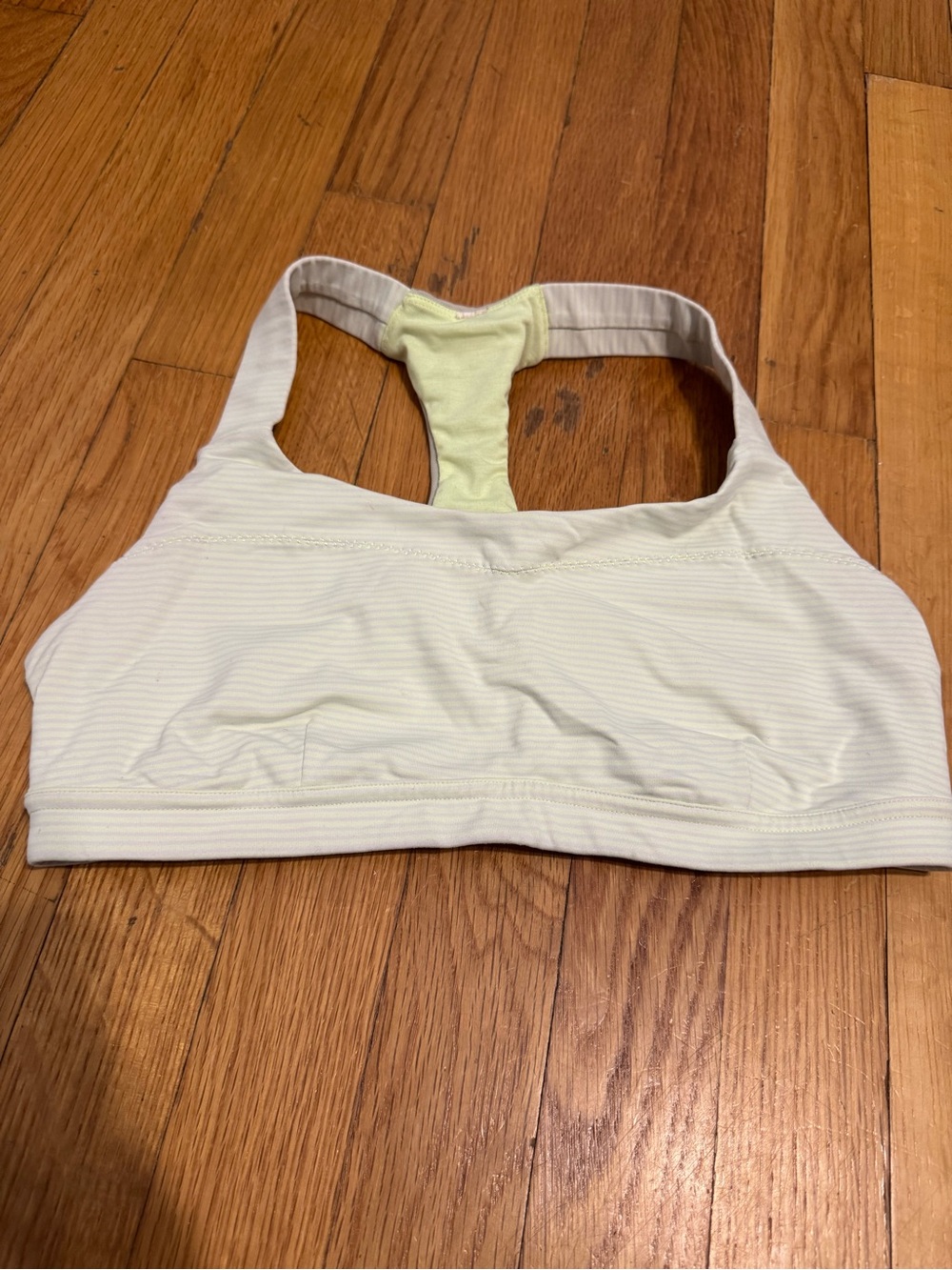 lululemon athletica Green and White Racerback Sports Bra with Light Green Trim